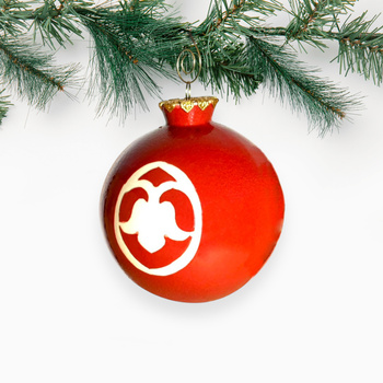 Bombka Czerwona z motywem kwiatowym