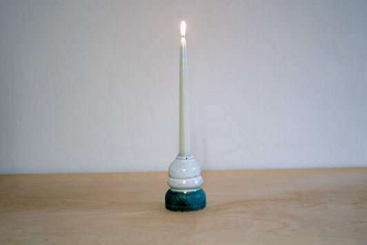 Świecznik Turkusowo-Biały