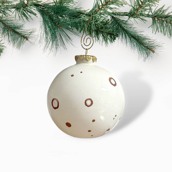 Bombka Biała w Kropki Bordo