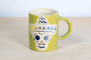 Kubek na kawę lub herbatę. Zielone Santa Muerte