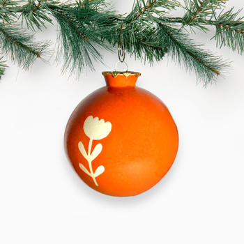 Bombka Pomarańczowa w kwiaty