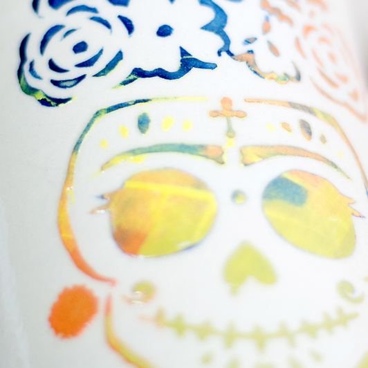 Kubek na kawę lub herbatę. Białe Santa Muerte