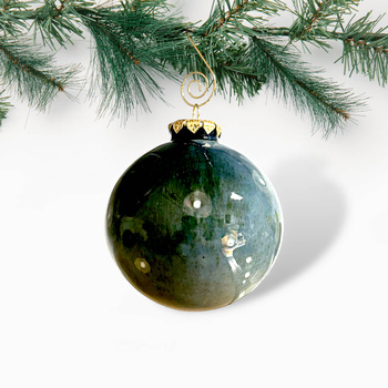 Bombka Granatowe w Biało-Perłowe Kropy