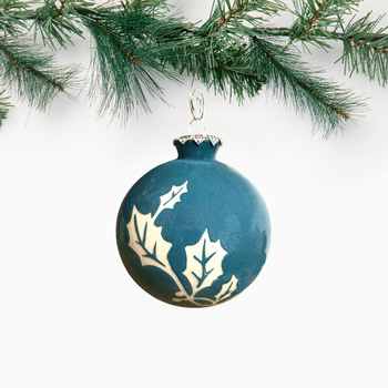 Bombka Niebieski Deseń Roślinny