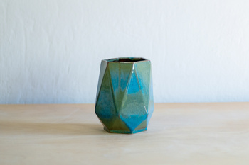 Wazon błyszczący, turkusowy origami